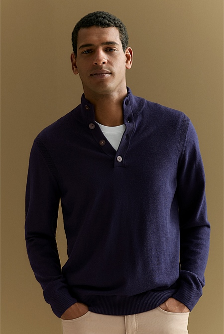 Merino Half Placket Pullover