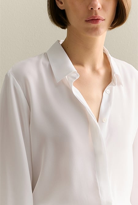 Silk Concealed Placket Shirt