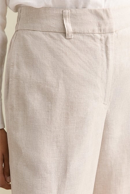 Yarn Dyed Linen Wide Leg Pant