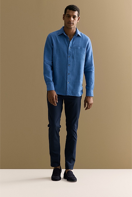 Regular Fit Delave Linen Long Sleeve Shirt