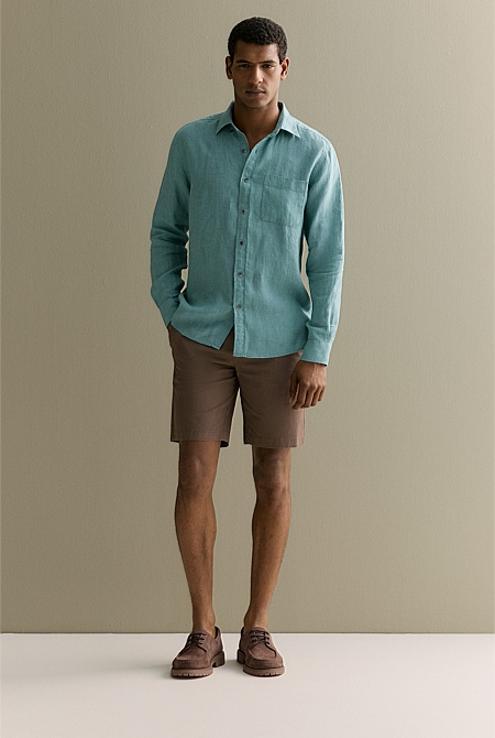 Regular Fit Delave Linen Long Sleeve Shirt