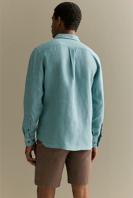 Regular Fit Delave Linen Long Sleeve Shirt