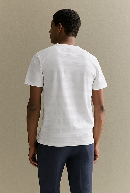 Cotton Jacquard Textured Stripe T-shirt