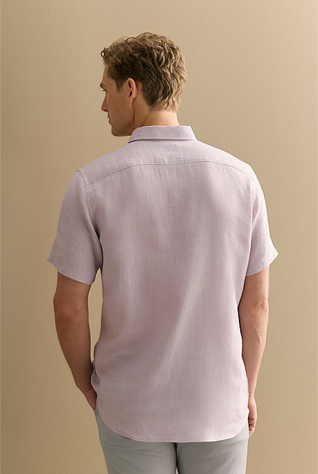 Regular Fit Delave Linen Short Sleeve Shirt