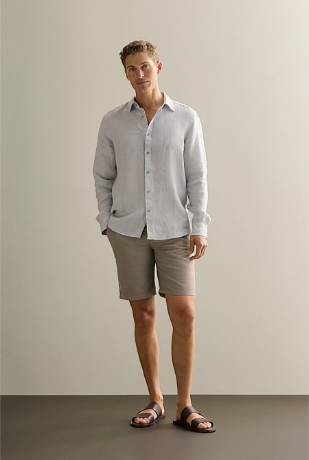 Regular Fit Yarn Dyed Linen Puppytooth Shirt