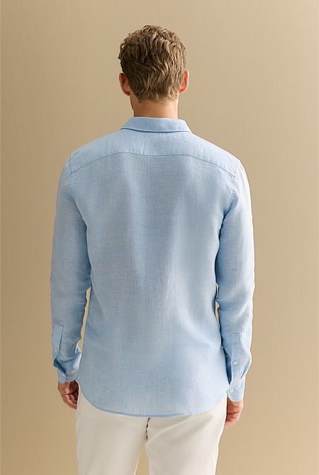 Tailored Fit Yarn Dyed Linen Textured Shirt