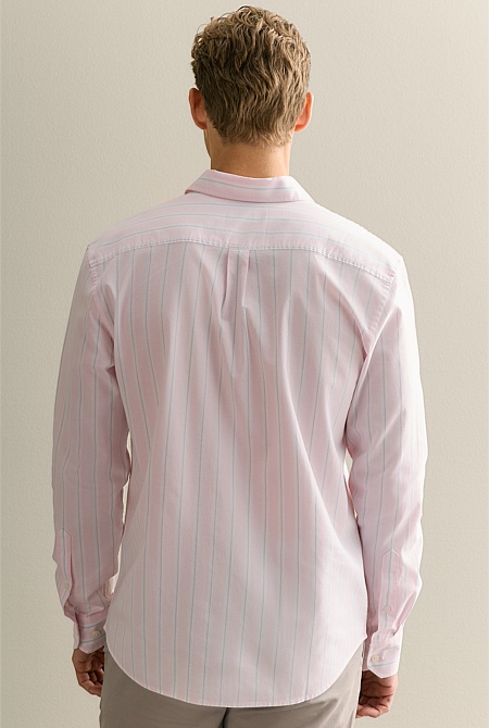 Regular Fit Stripe Monogram Oxford Shirt