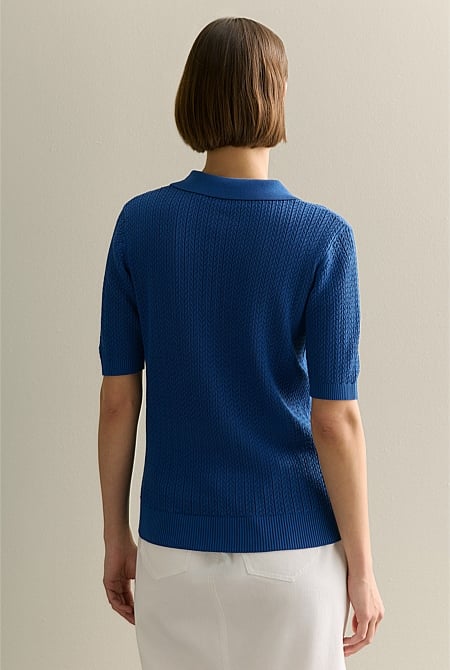 Mercerised Lace Knit Polo