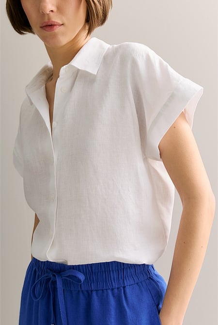 Linen Relaxed Cap Sleeve Shirt