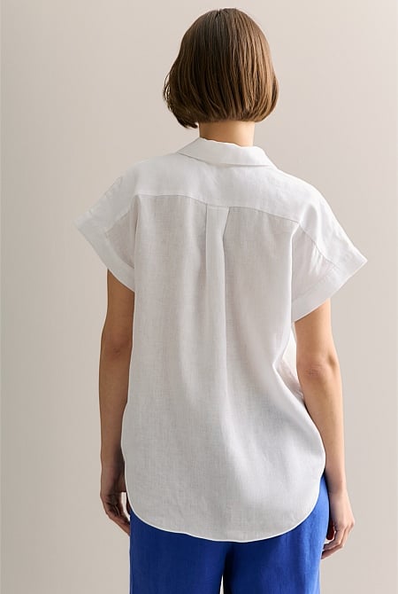 Linen Relaxed Cap Sleeve Shirt