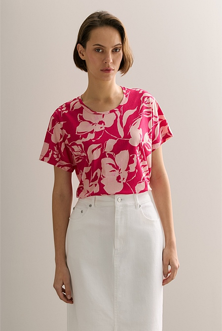 Pima Cotton Tonal Floral T-shirt