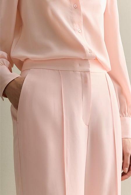 Pintuck Detail Wide Leg Pant