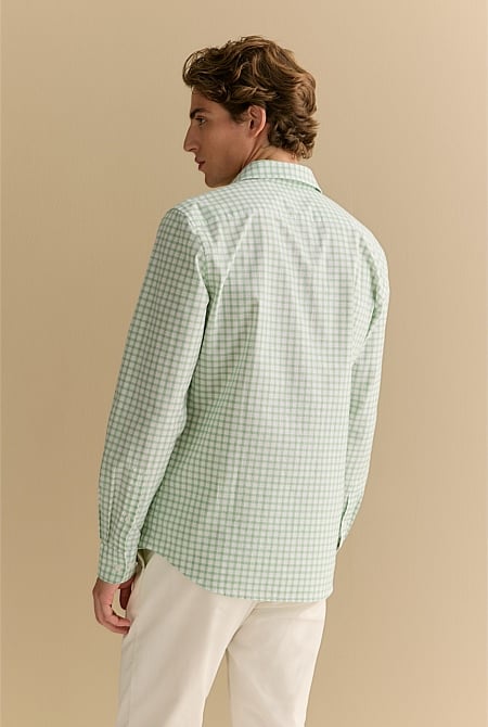 Tailored Fit Cotton Poplin Gingham Shirt