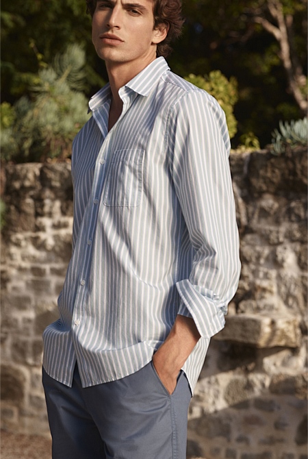 Cotton Poplin Multi Stripe Shirt