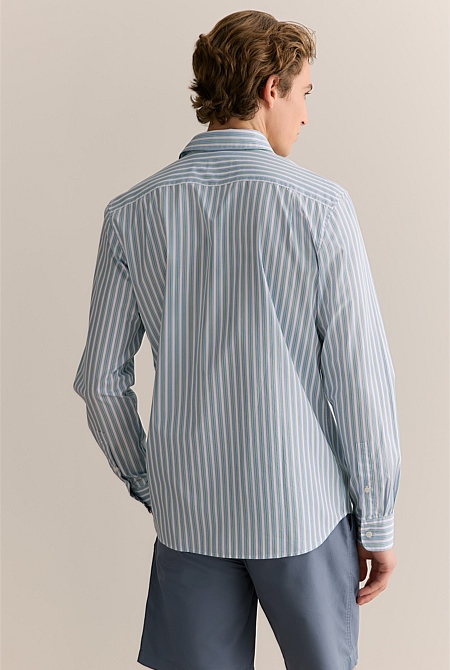 Cotton Poplin Multi Stripe Shirt