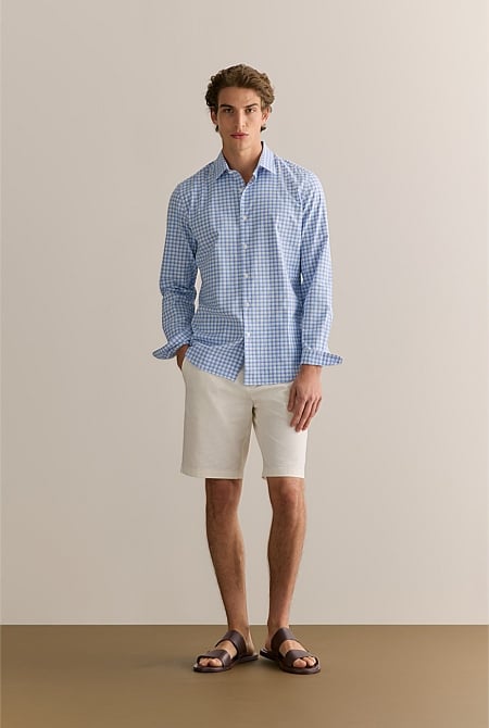 Tailored Fit Cotton Poplin Gingham Shirt