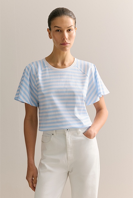 Cotton Interlock Stripe Raglan T-shirt