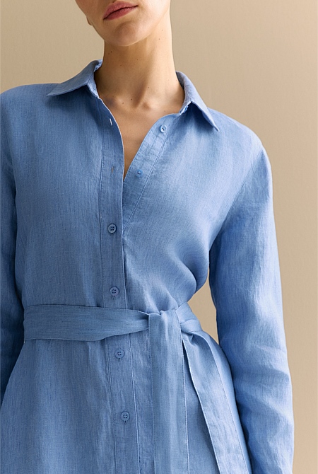 Delave Linen Classic Shirt Dress