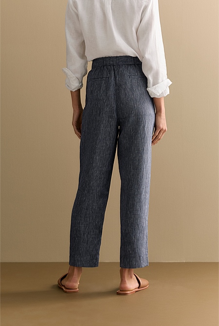 Linen End on End Stripe Pull On Pant