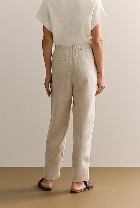 Linen End on End Stripe Pull On Pant