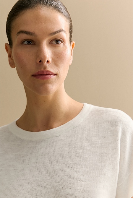 Linen Cotton Relaxed Crew T-shirt