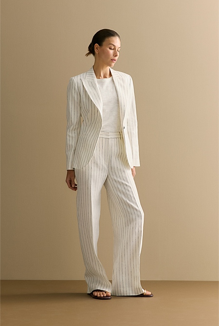 Linen Dot Stripe Pant