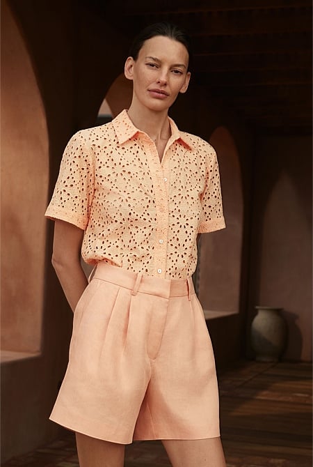 Broderie Anglaise Short Sleeve Shirt