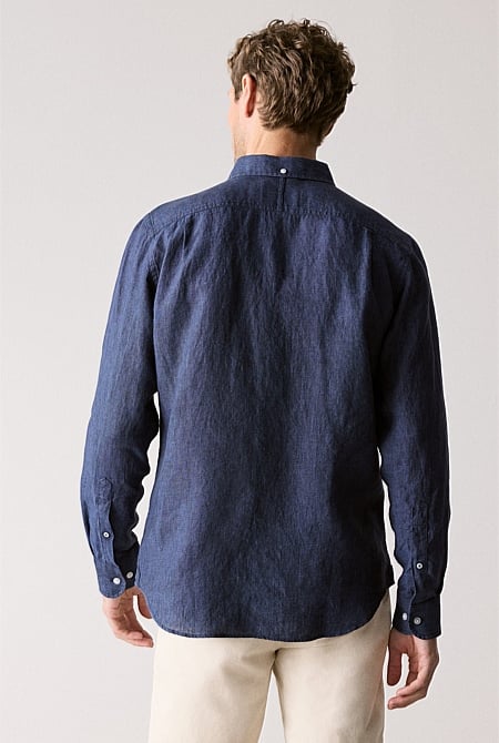 Regular Fit Delave Linen Long Sleeve Shirt