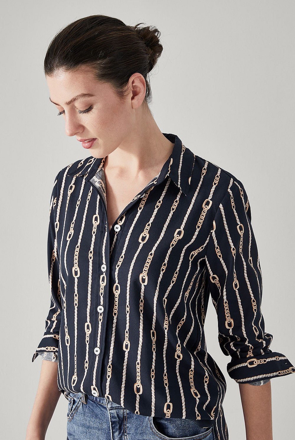 Cotton Modal Chain Print Shirt