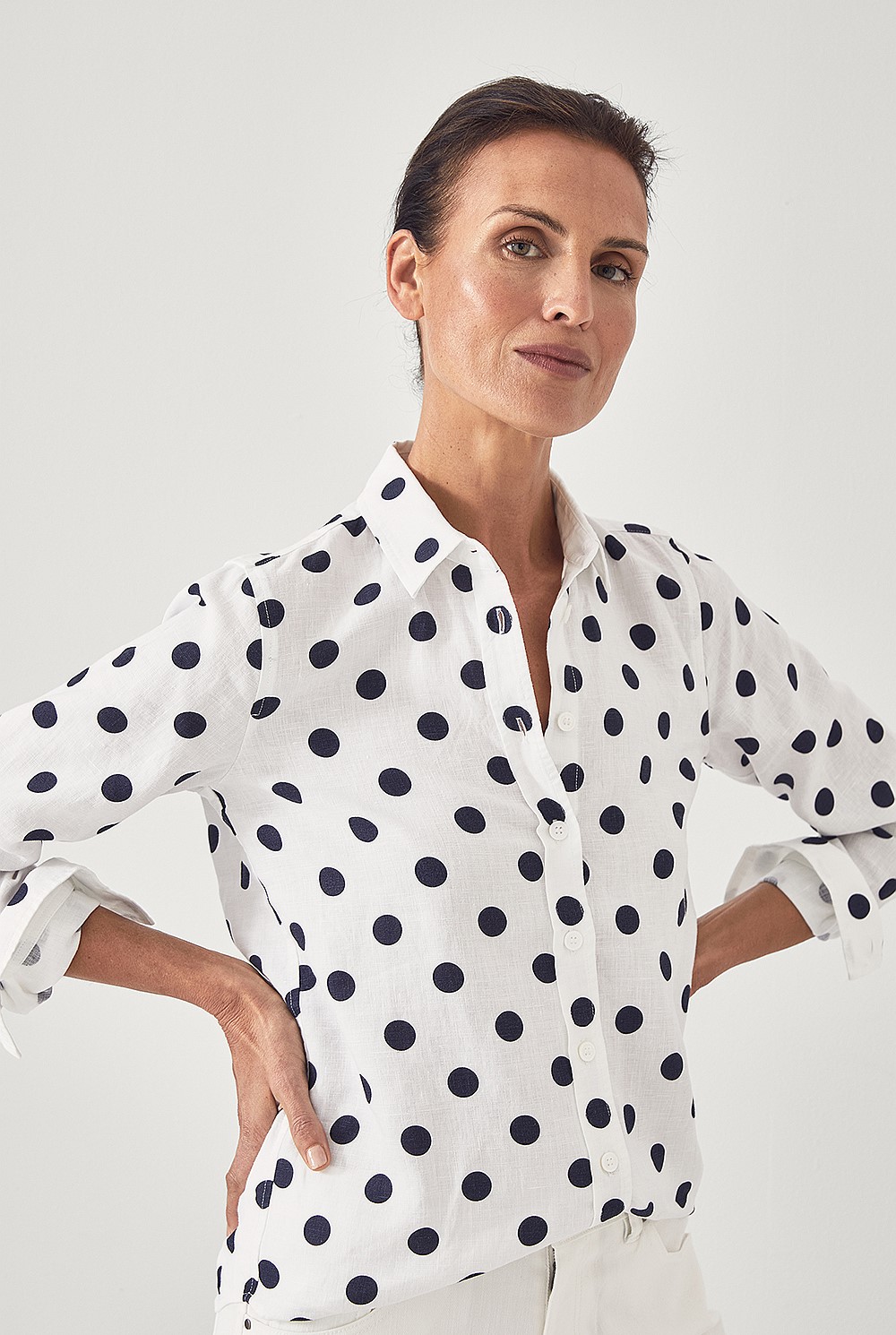 French Linen Spot Print Shirt