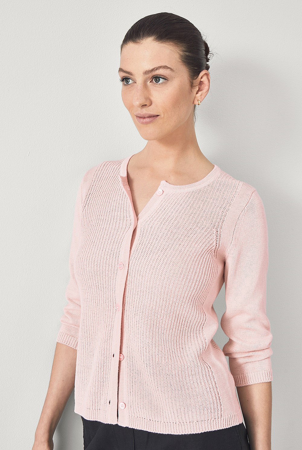 Linen Blend Textured Cardigan