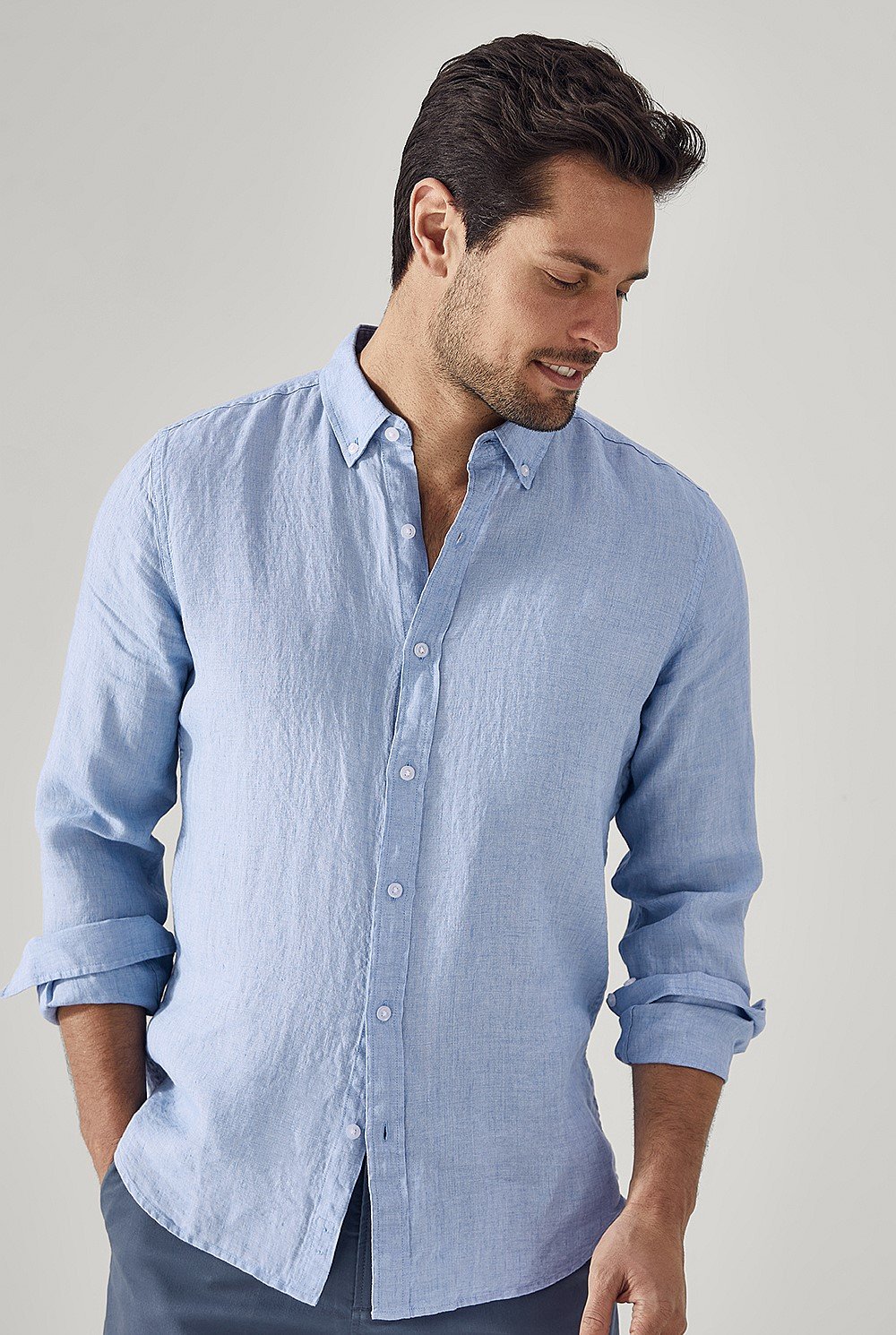 Tailored Fit Delave Linen Long Sleeve Shirt