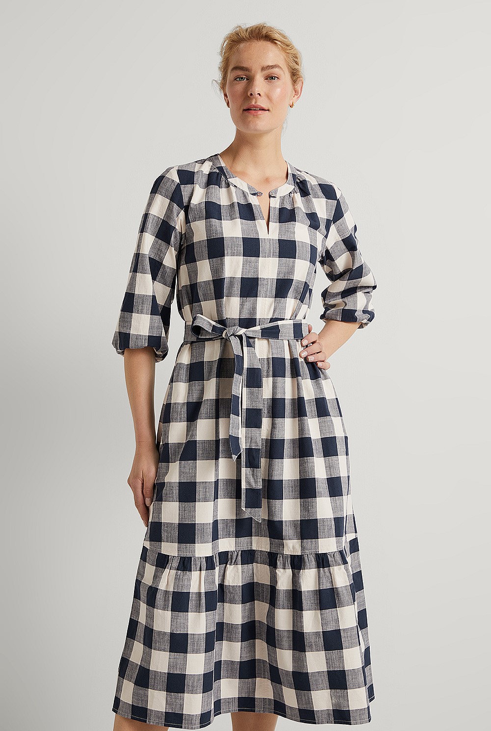 Gingham Cotton Yarn Dyed Boho Dress