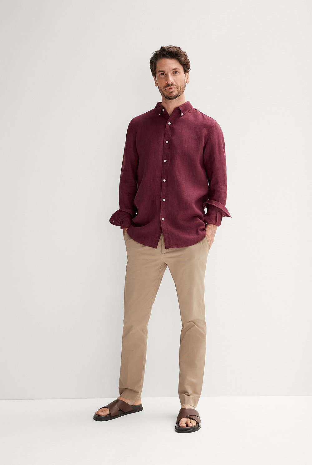 Tailored Fit Delave Linen Long Sleeve Shirt