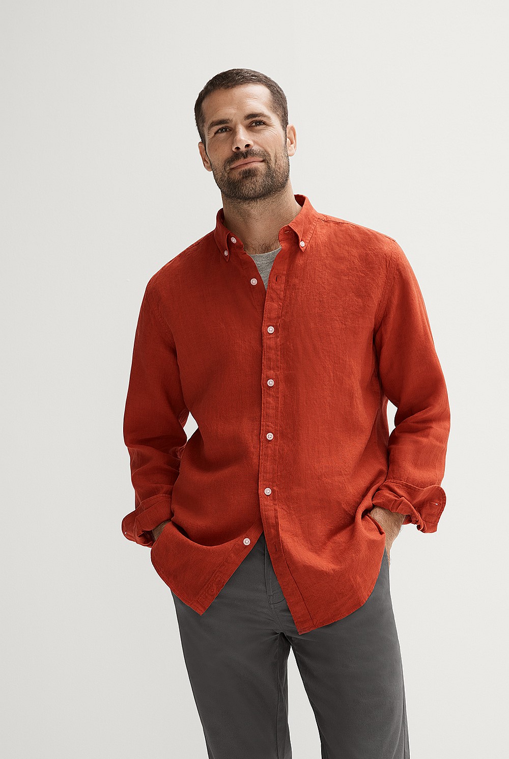 Tailored Fit Delave Linen Long Sleeve Shirt