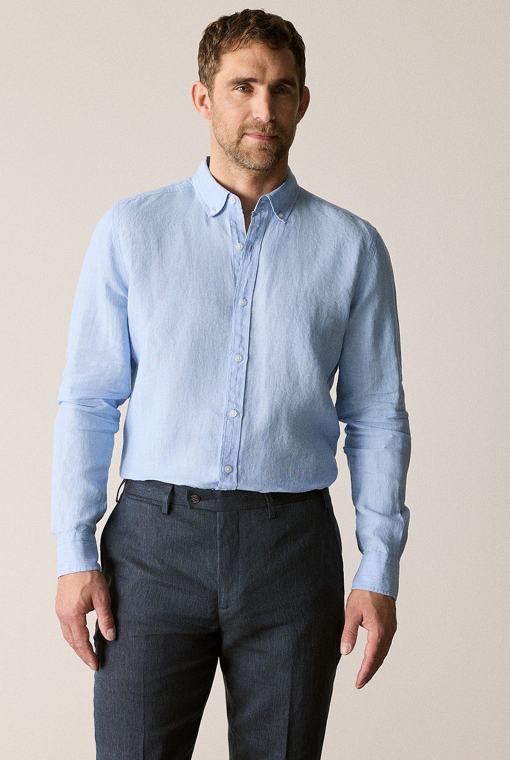 Tailored Fit Delave Linen Long Sleeve Shirt