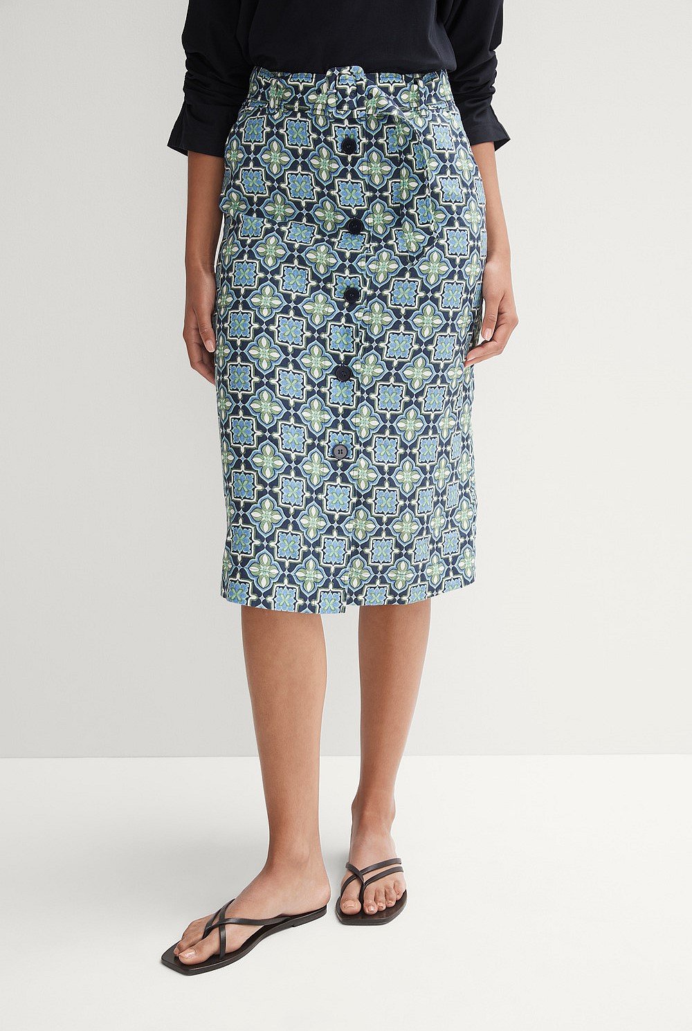 Mosaic Tile Belted Skirt