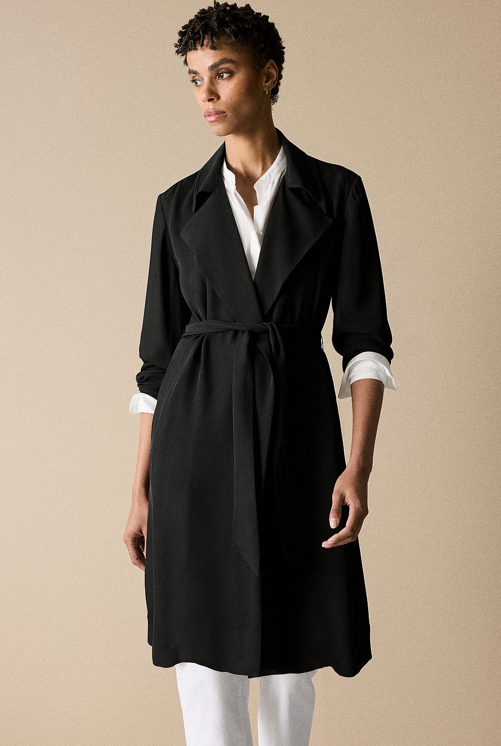 Draped Trench Coat
