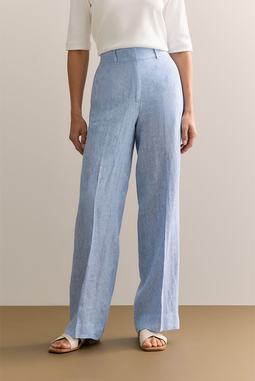 Yarn Dyed Linen Wide Leg Pant