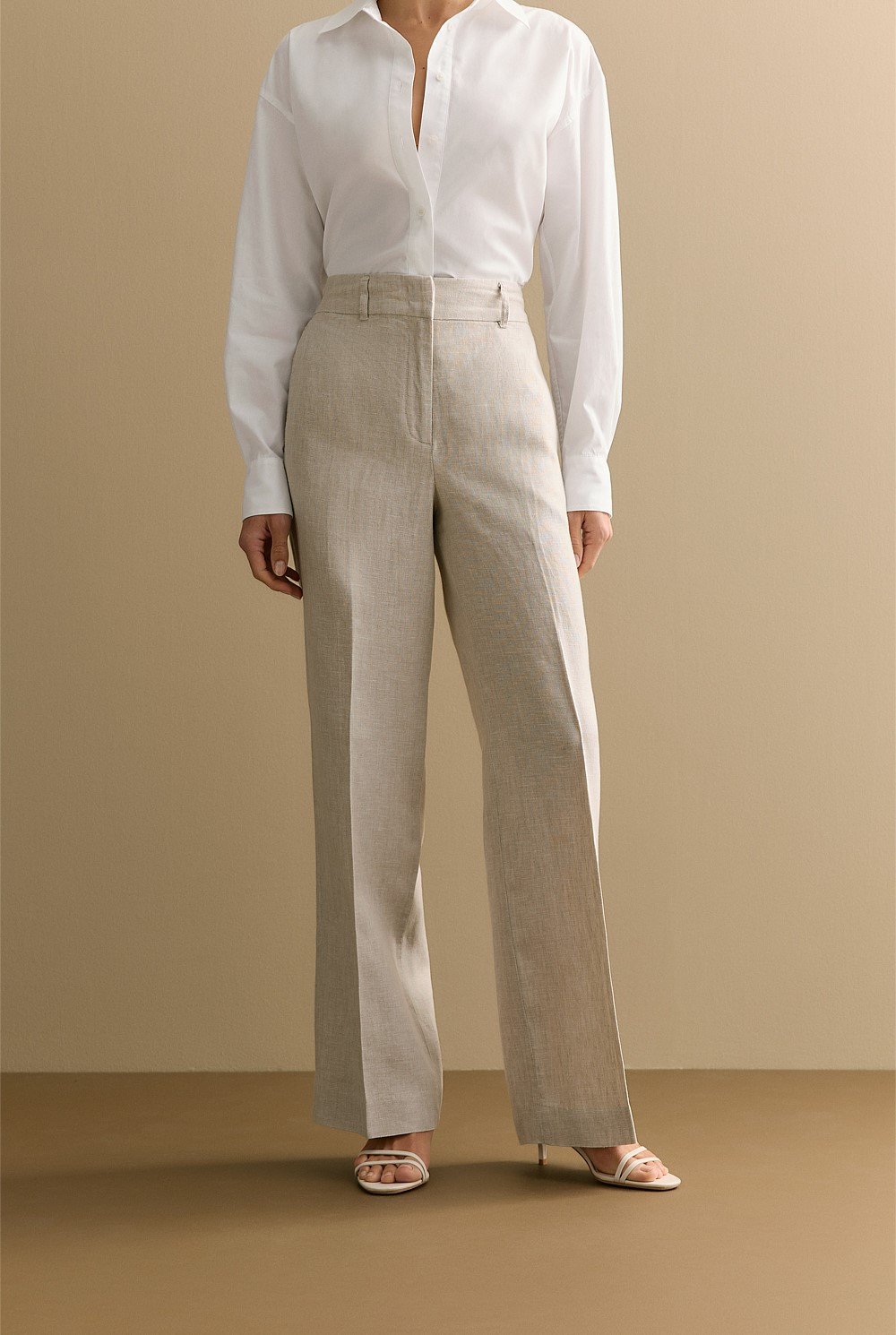 Yarn Dyed Linen Wide Leg Pant