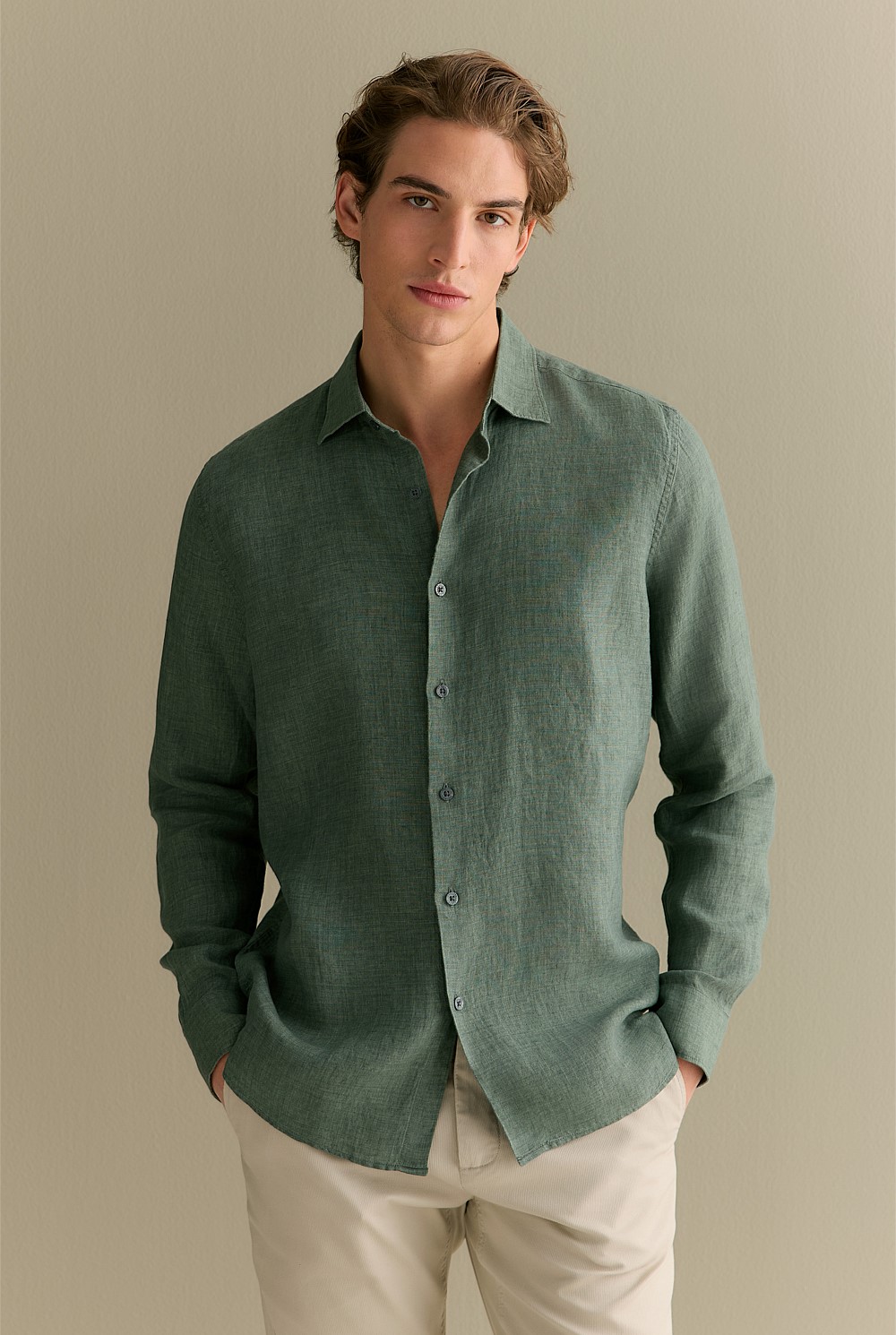 Tailored Fit Delave Linen Long Sleeved Shirt