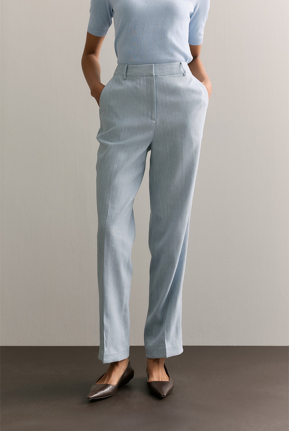 Linen Cotton Yarn Dyed Herringbone Pant