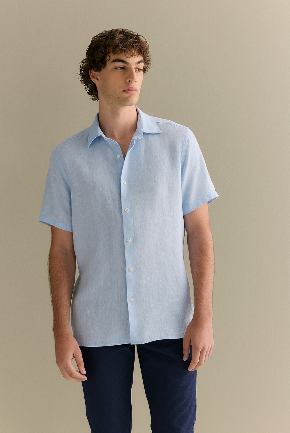 Regular Fit Delave Linen Short Sleeve Shirt