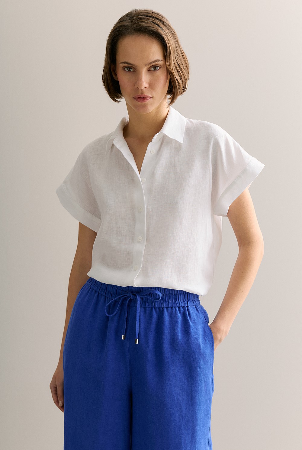 Linen Relaxed Cap Sleeve Shirt