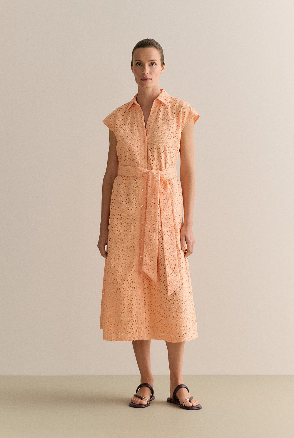 Broderie Anglaise Cap Sleeve Dress