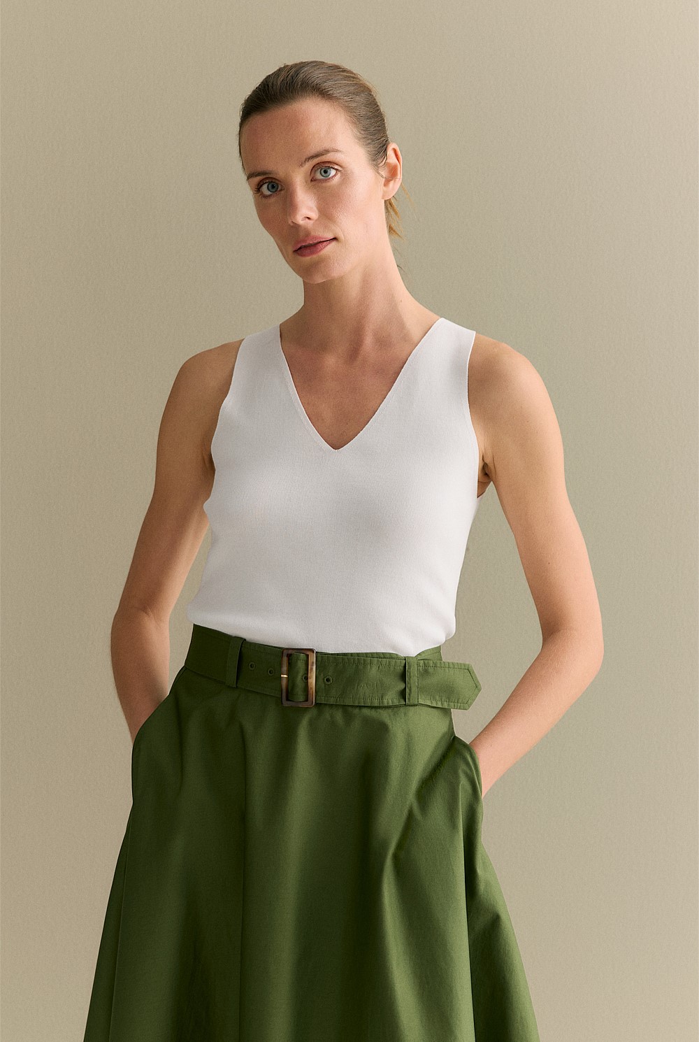 Mercerised V Neck Tank