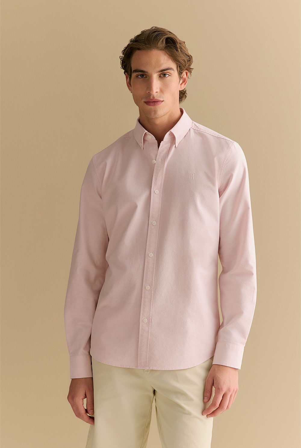 Regular Fit Yarn Dyed Monogram Oxford Shirt