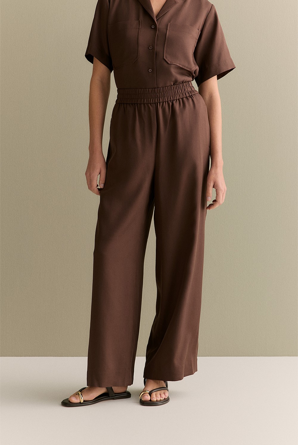 Tencel Wide Leg Pull On Pant