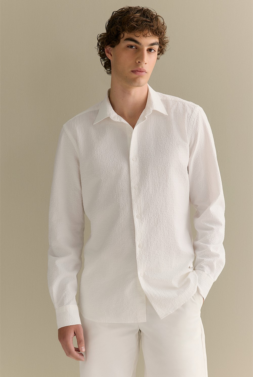 Tailored Fit Seersucker Long Sleeve Shirt