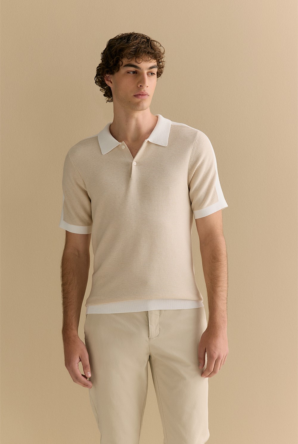 Mouline Cotton Saddle Seam Polo